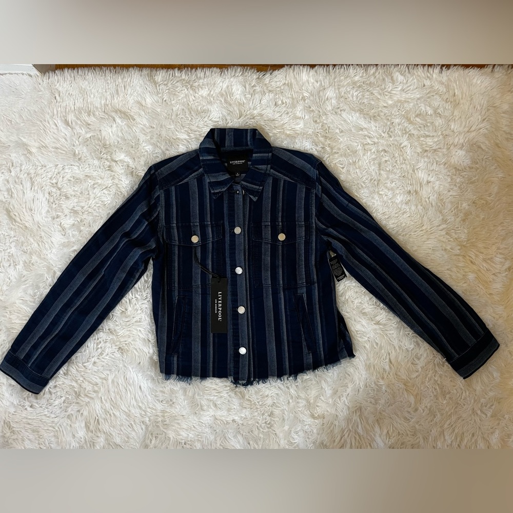Liverpool Cut Hem Jean Jacket NWT Size S